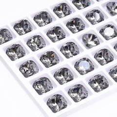 Black Diamond Cushion Square Shape High Quality Glass Pointed Back Fancy Rhinestones