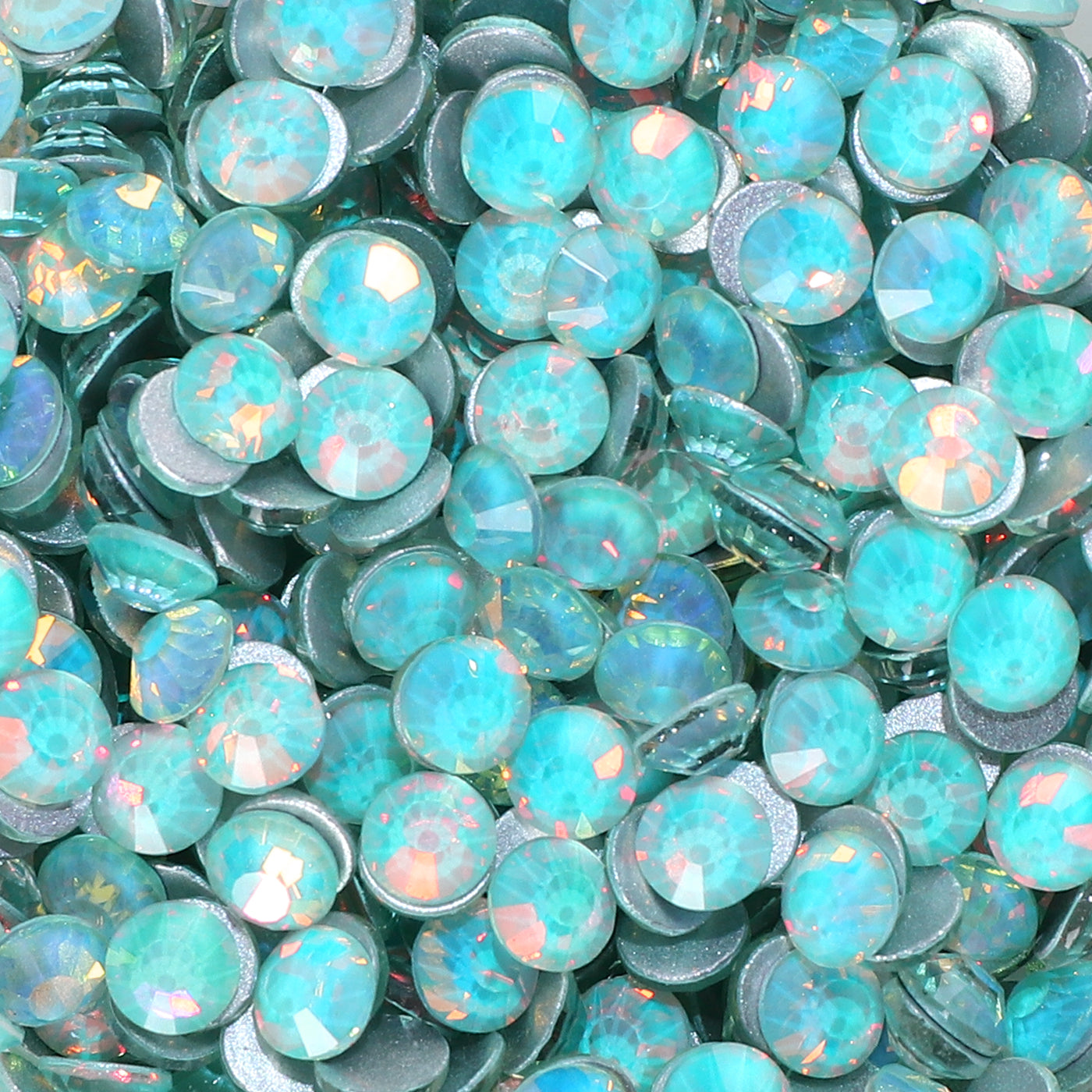 Flashing Tiffany Blue Glass FlatBack Rhinestones Silver Back WholesaleRhinestone