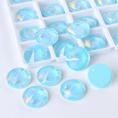 Aquamarine AM Rivoli  Shape High Quality Glass Sew-on Rhinestones