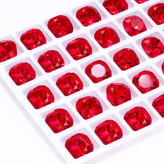 Light Siam Cushion Square Shape High Quality Glass Pointed Back Fancy Rhinestones