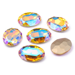 Paradise Shine Big Oval Shape High Quality Glass Pointed Back Fancy Rhinestones