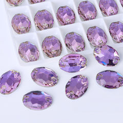 Vitrail Light Oval Shape High Quality Glass Sew-on Rhinestones