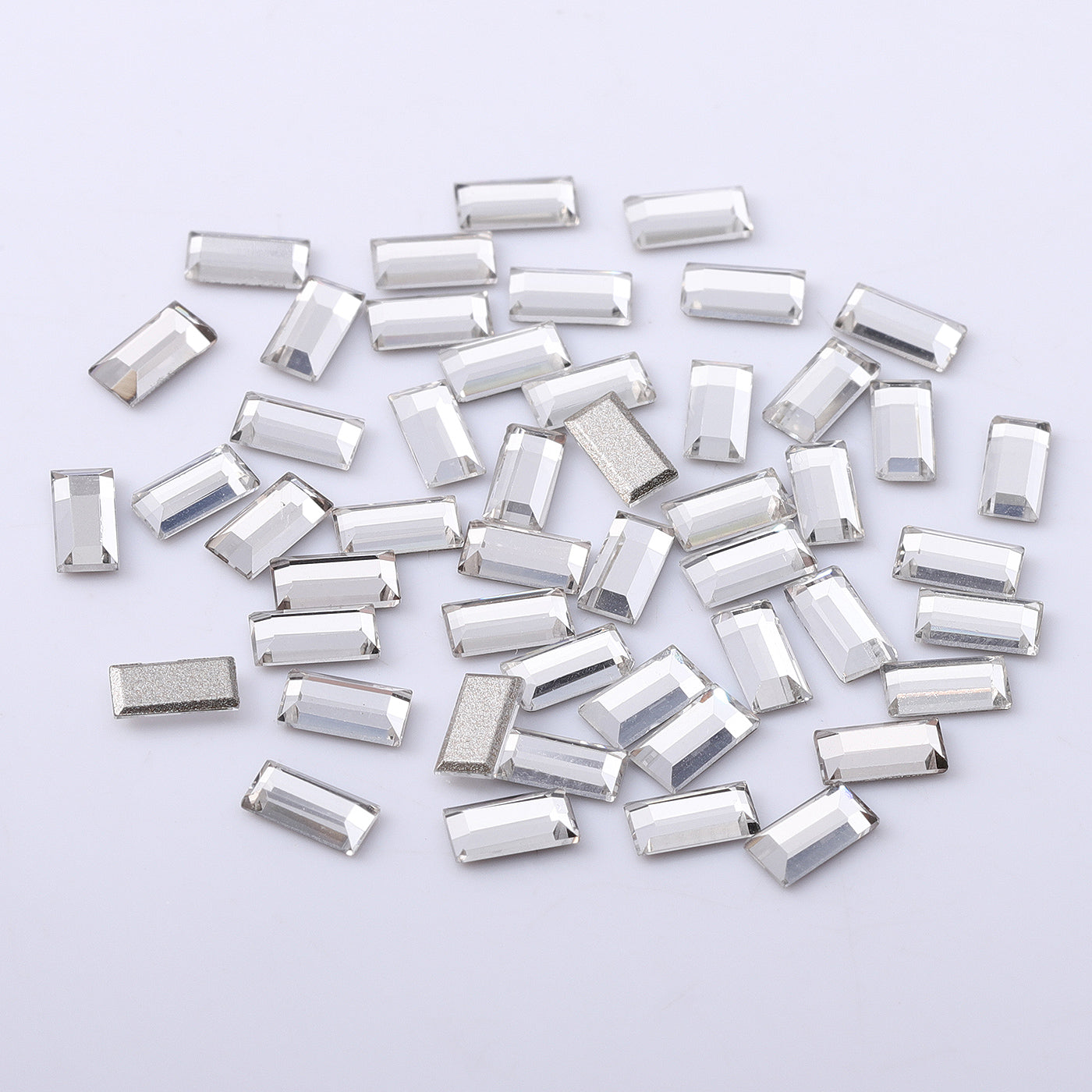 Rectangle Shape Multi Colors Small Size Glass Beveled Flat Back Fancy Rhinestones For Nail Art