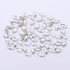 Navette Shape Multi Colors Small Size Glass Beveled Flat Back Fancy Rhinestones For Nail Art