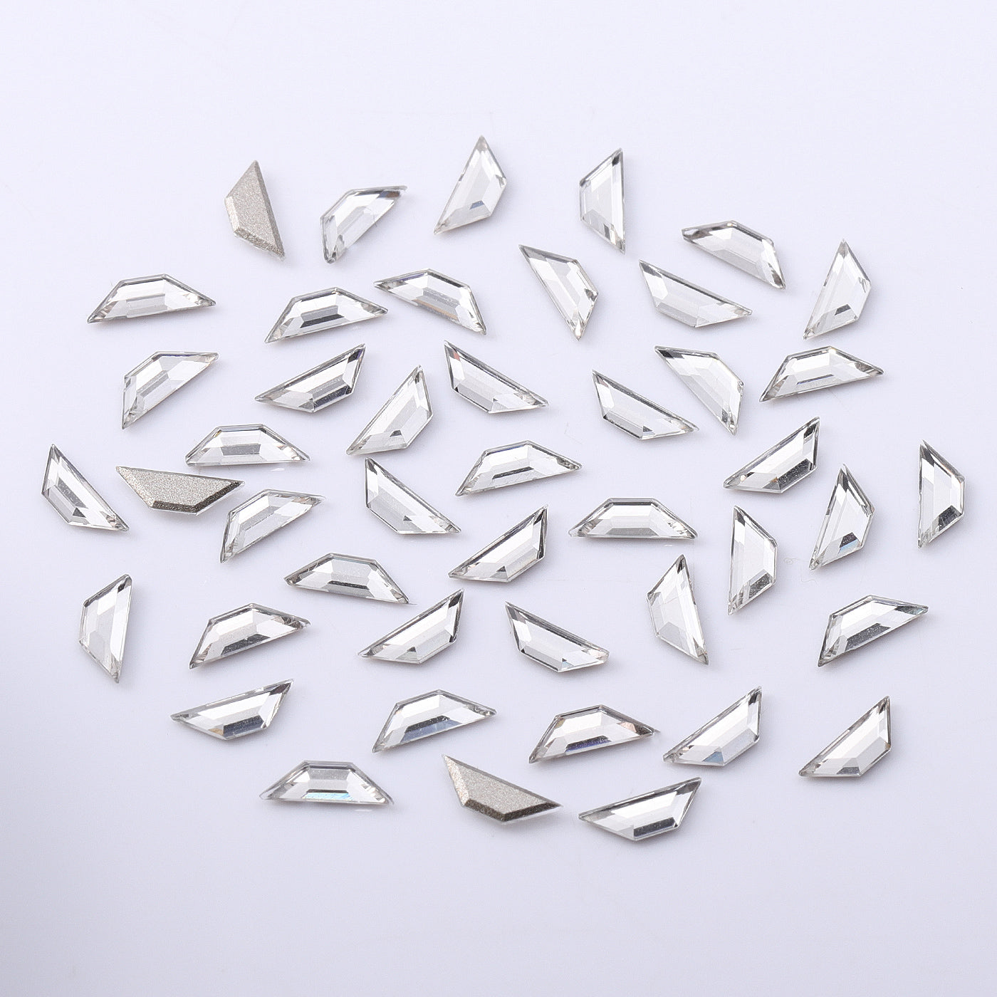 Trapeze Shape Multi Colors Small Size Glass Beveled Flat Back Fancy Rhinestones For Nail Art