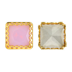 Rose Water Opal Princess Square Shape High-Quality Glass Sew-on Nest Hollow Claw Rhinestones