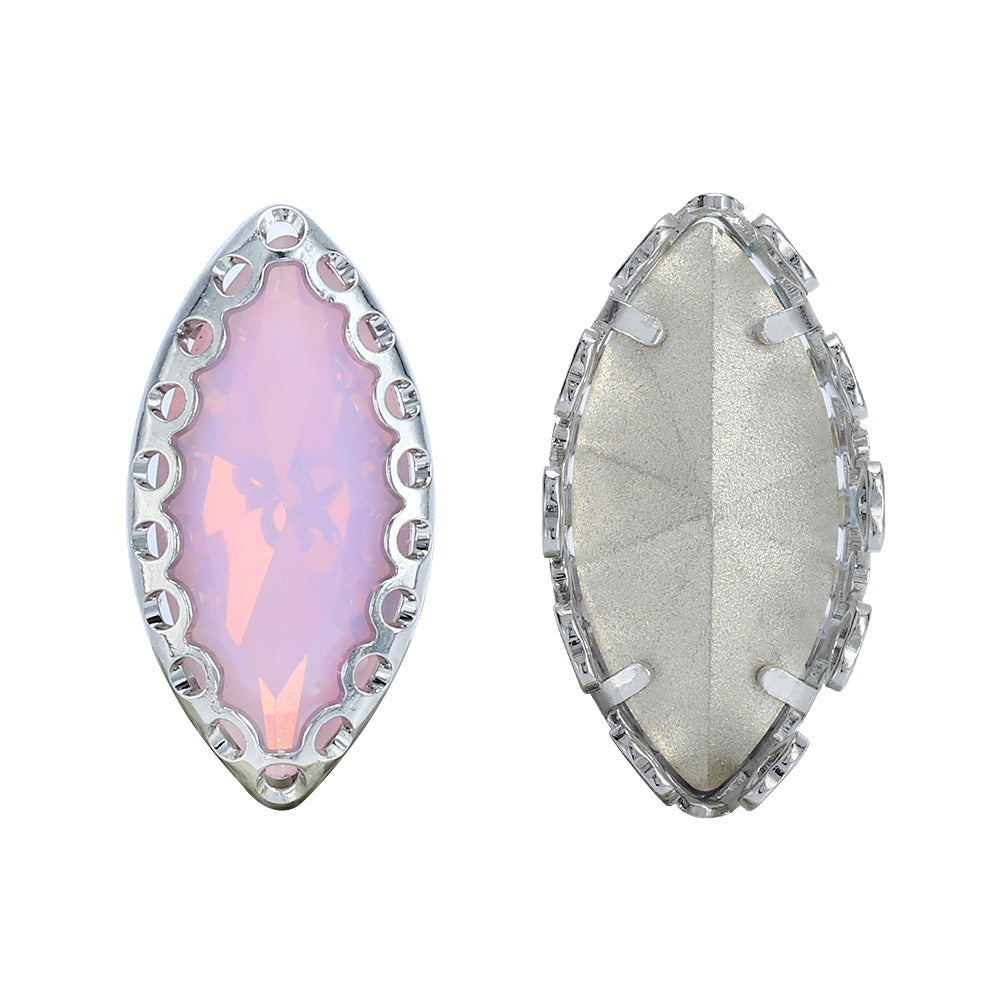 Rose Water Opal Navette Shape High-Quality Glass Sew-on Nest Hollow Claw Rhinestones WholesaleRhinestone