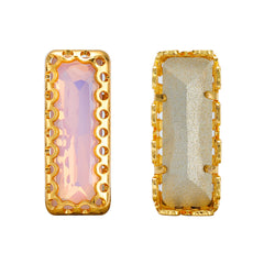 Rose Water Opal Princess Baguette Shape High-Quality Glass Sew-on Nest Hollow Claw Rhinestones