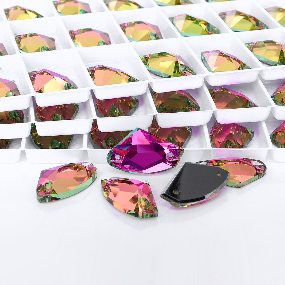 Vitrail Rose Galactic Shape High Quality Glass Sew-on Rhinestones