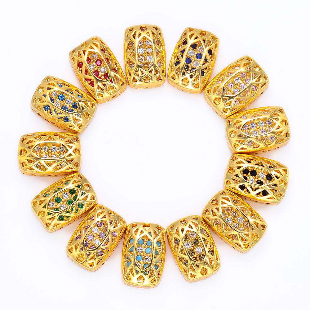 Cushion Rectangle Shape Golden Plated High-Quality Sew-on Alloy Charms Inlaid Cubic Zirconia