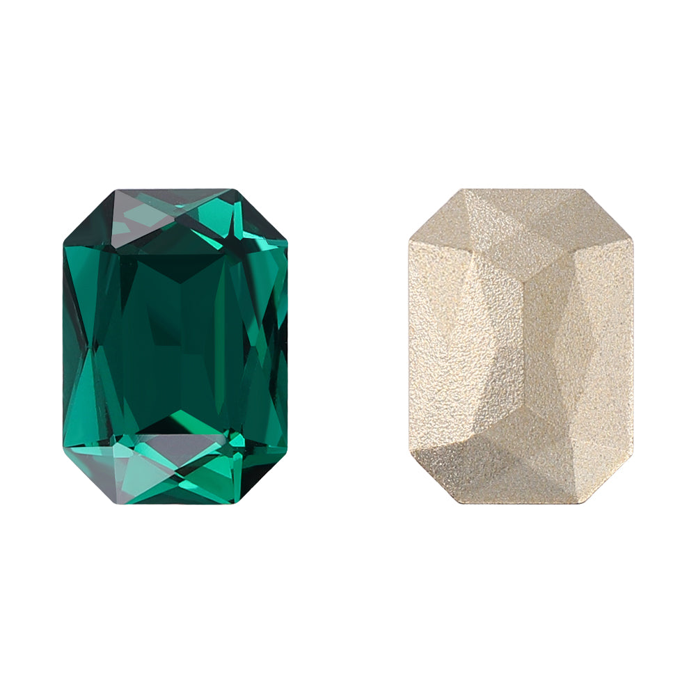 Emerald Thin Octagon Shape High Quality Glass Pointed Back Fancy Rhinestones