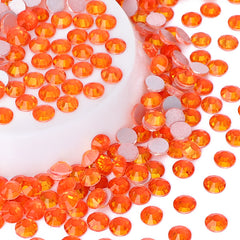 Flashing Bright Orange Glass FlatBack Rhinestones Silver Back WholesaleRhinestone