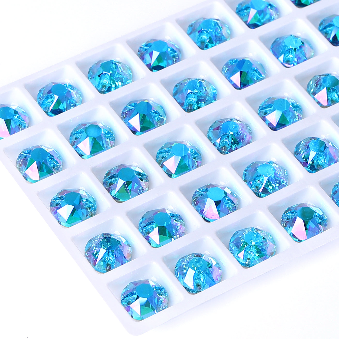 Aquamarine Shimmer XIRIUS Round Shape High Quality Glass Sew-on Rhinestones