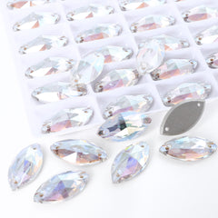 Crystal Transmission Navette Shape High Quality Glass Sew-on Rhinestones