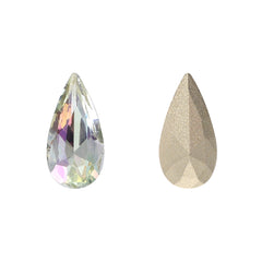 Luminous Green Teardrop Shape High Quality Glass Pointed Back Fancy Rhinestones