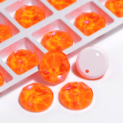 Electric Neon Orange Yellow XIRIUS Round Shape High Quality Glass Sew-on Rhinestones