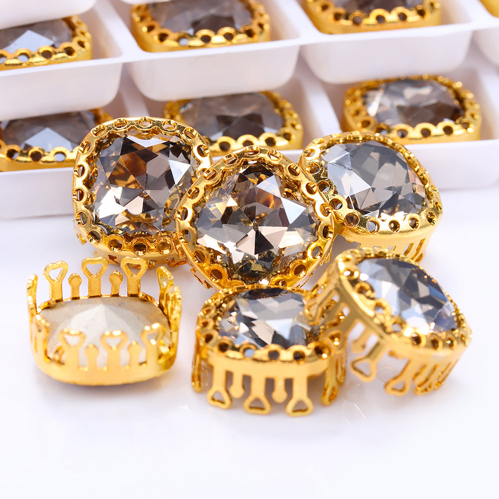 Satin Cushion Square Shape High-Quality Glass Sew-on Nest Hollow Claw Rhinestones