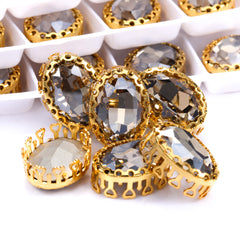 Satin Oval Shape High-Quality Glass Sew-on Nest Hollow Claw Rhinestones