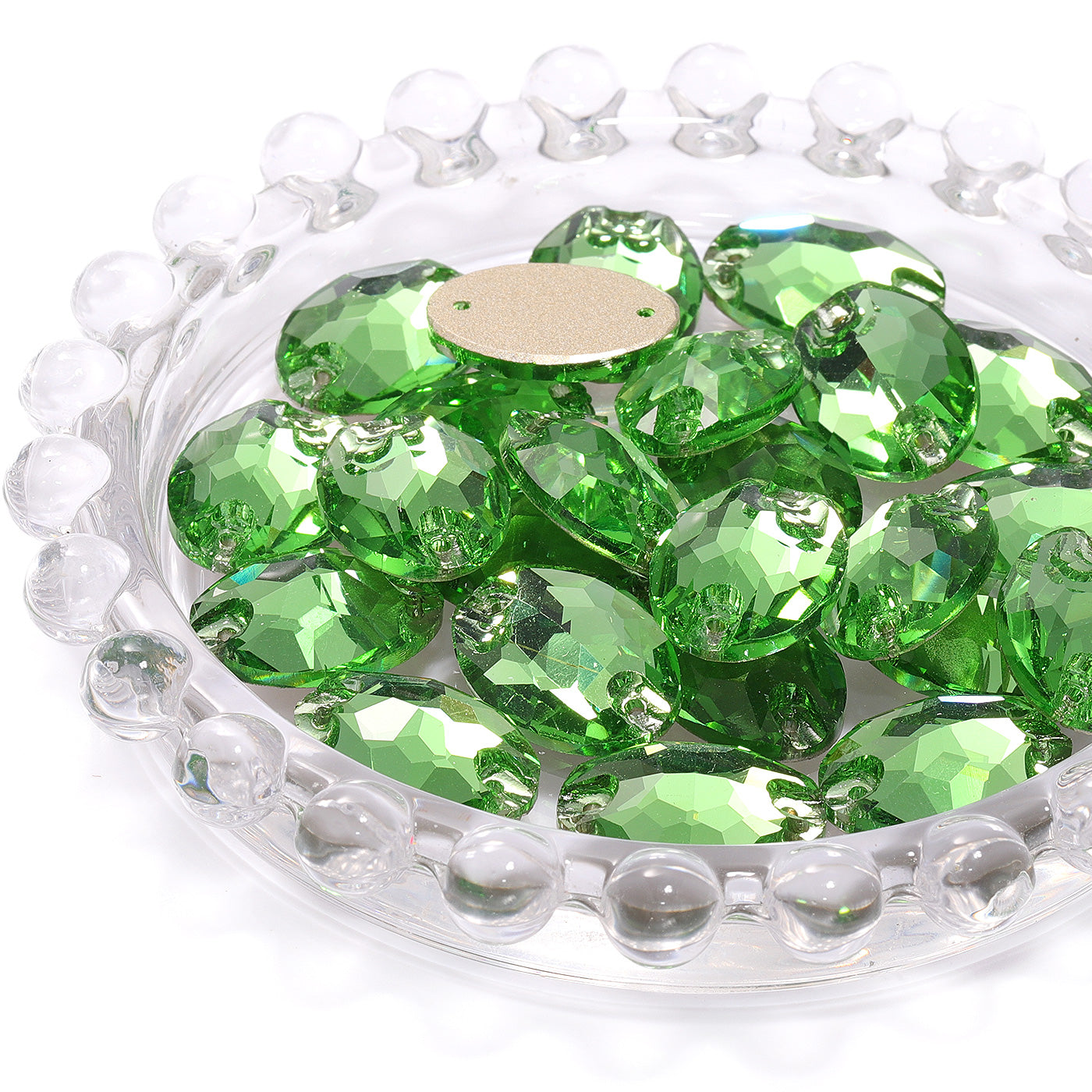 Peridot Oval Shape High Quality Glass Sew-on Rhinestones