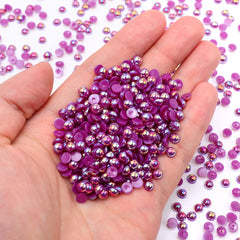 Dark Purple AB Resin Flat Back Pearls Multi Sizes