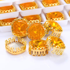 Topaz Opal Cushion Square Shape High-Quality Glass Sew-on Nest Hollow Claw Rhinestones