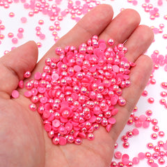 Peach Red AB Resin Flat Back Pearls Multi Sizes