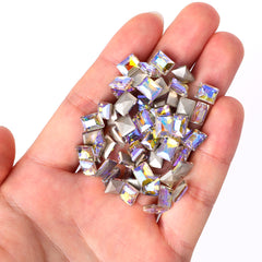 Phantom Purple Rectangle Shape Glass Pointed Back Fancy Rhinestones