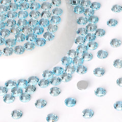 Crushed Ice Blue Glass FlatBack Rhinestones Silver Back