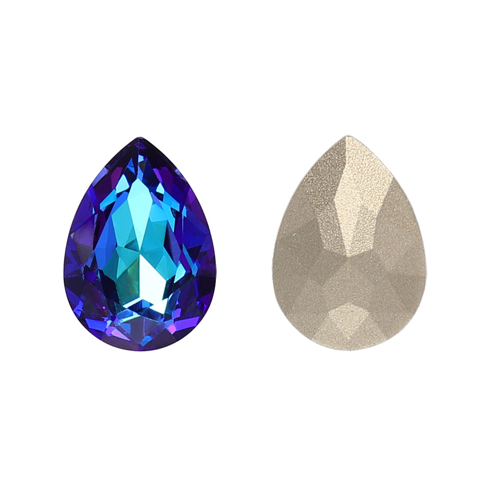 Bermuda Blue Pear Shape High Quality Glass Pointed Back Fancy Rhinestones