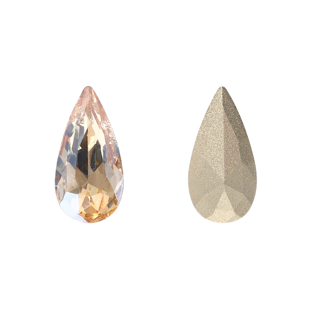 Golden Shadow Teardrop Shape High Quality Glass Pointed Back Fancy Rhinestones WholesaleRhinestone