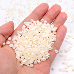 Ivory Resin Flat Back Pearls Multi Sizes