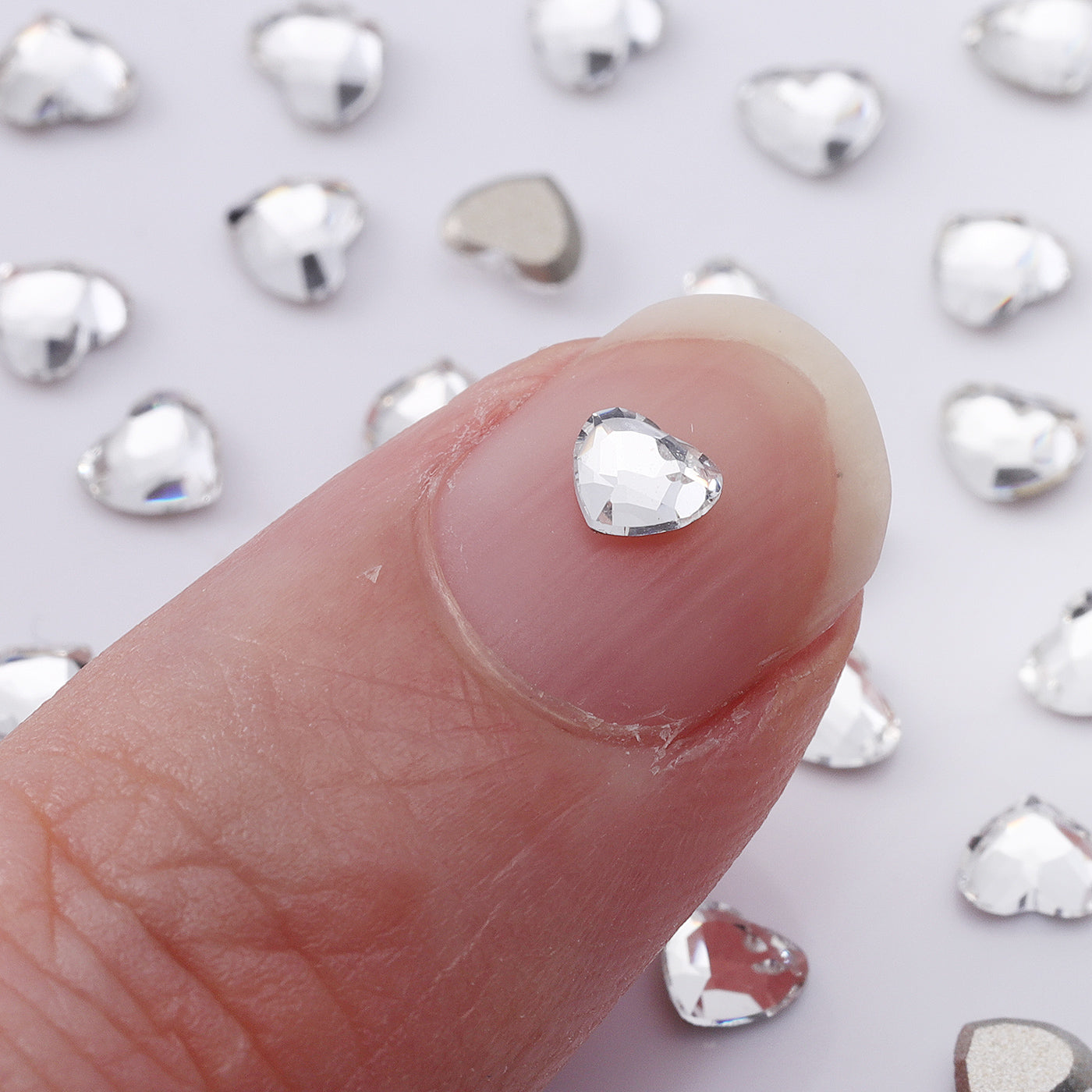 Heart Shape Multi Colors Small Size Glass Beveled Flat Back Fancy Rhinestones For Nail Art