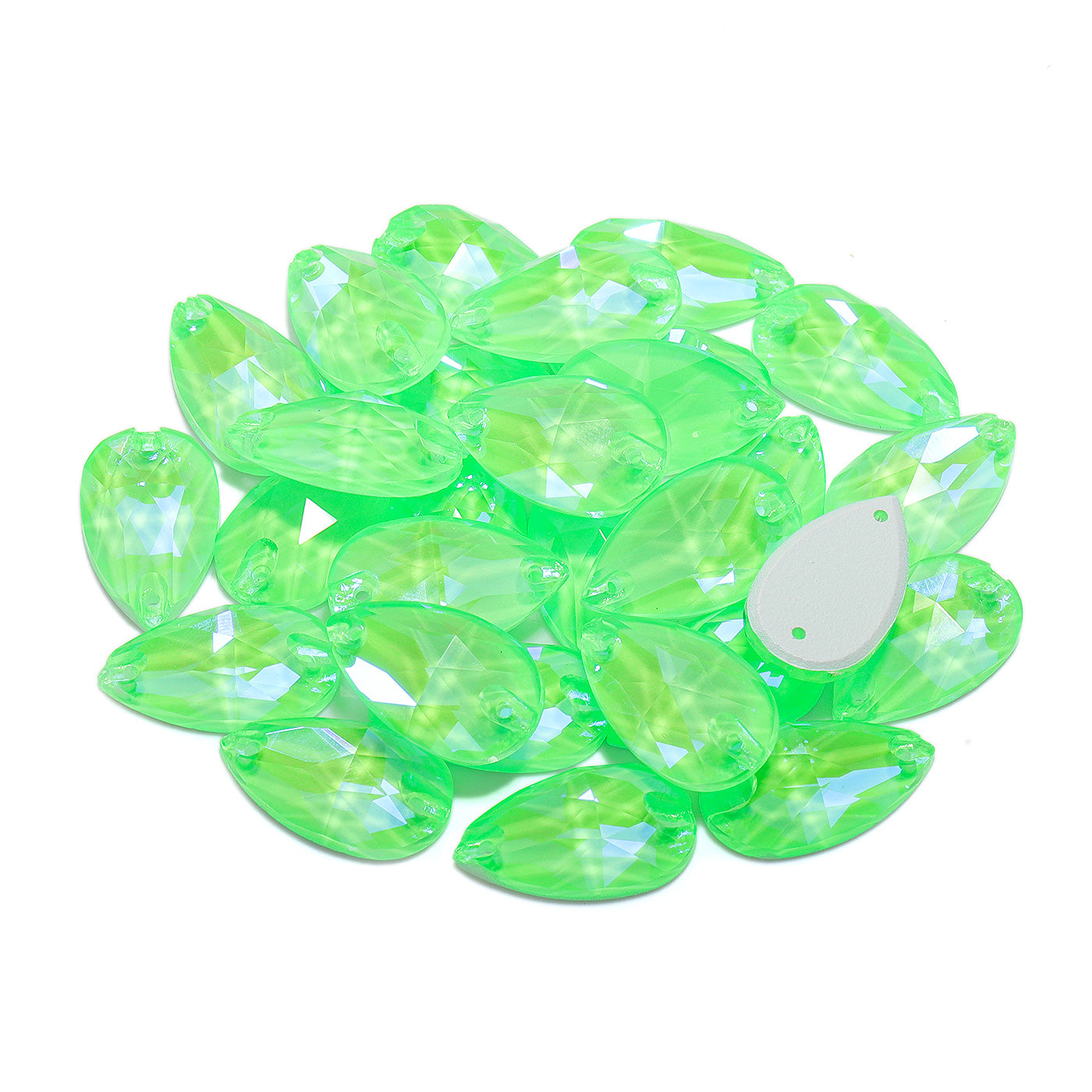 Electric Neon Peridot Drop Shape High Quality Glass Sew-on Rhinestones