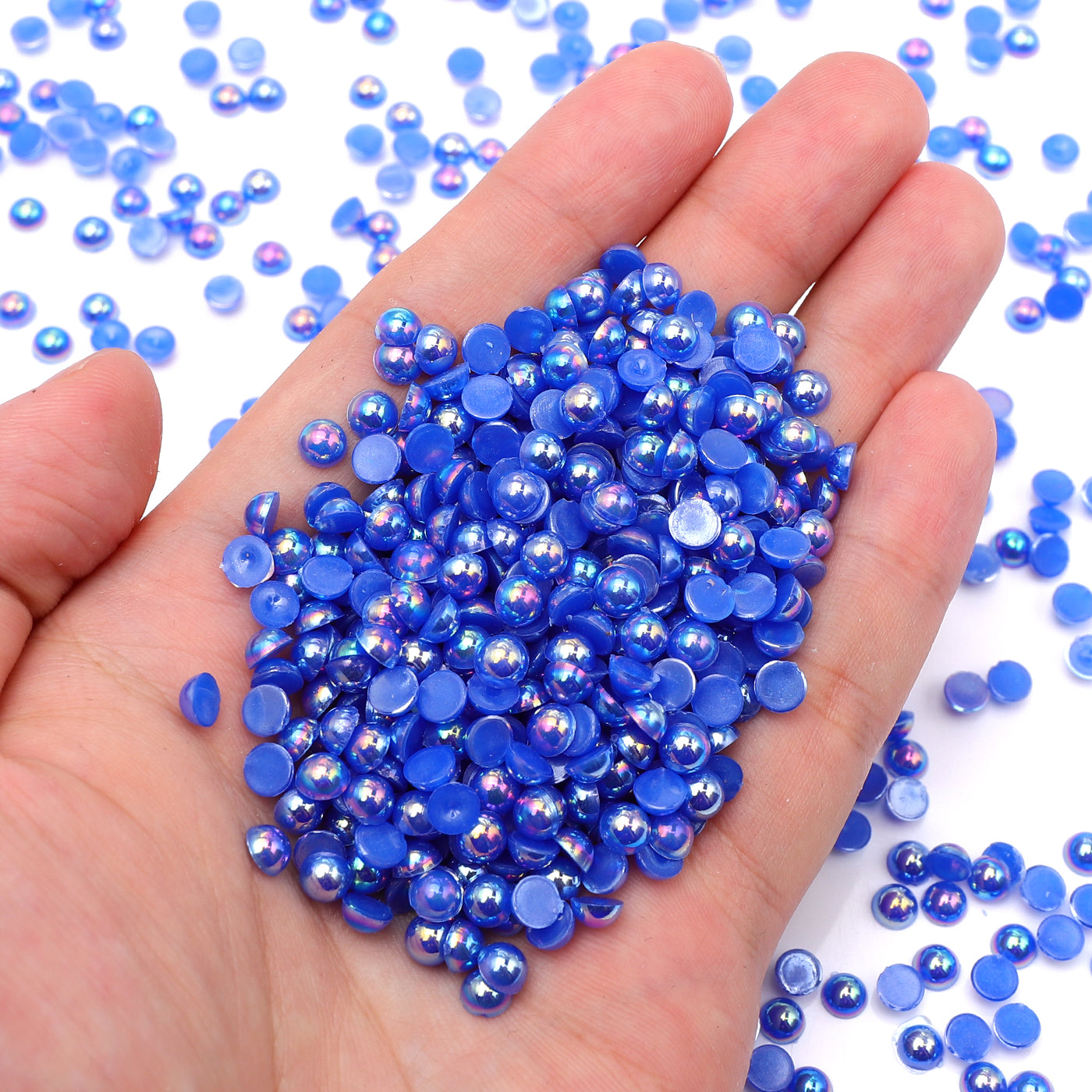 Sapphire AB Resin Flat Back Pearls Multi Sizes