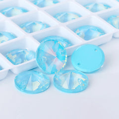 Aquamarine AM Rivoli  Shape High Quality Glass Sew-on Rhinestones