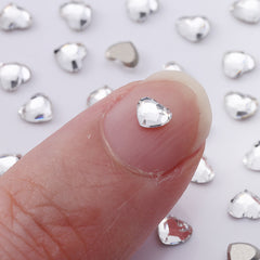 Heart Shape Multi Colors Small Size Glass Beveled Flat Back Fancy Rhinestones For Nail Art