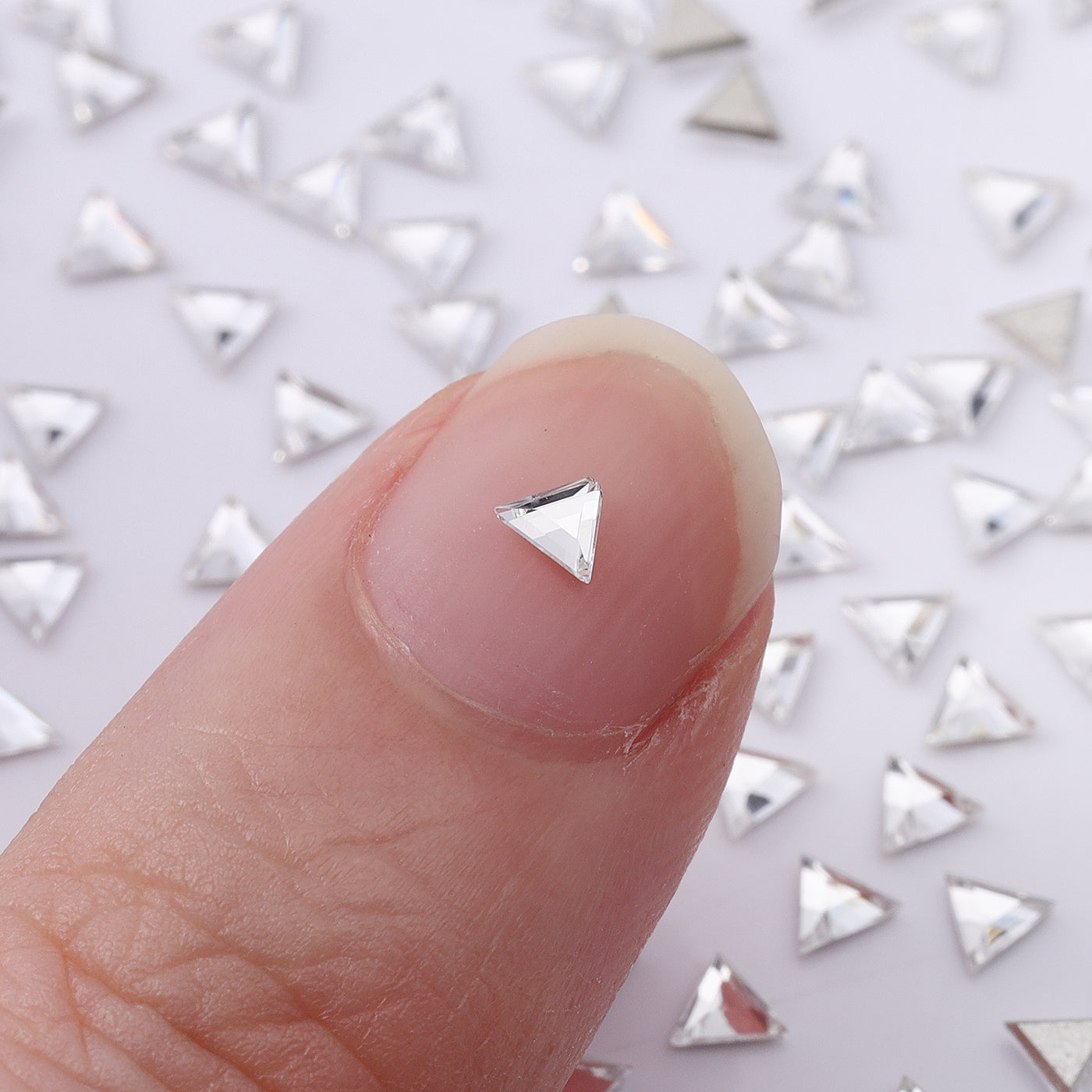 Triangle Shape Multi Colors Small Size Glass Beveled Flat Back Fancy Rhinestones For Nail Art