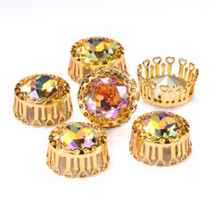 Paradise Shine Gemstone Flower Round Shape High-Quality Glass Sew-on Nest Hollow Claw Rhinestones