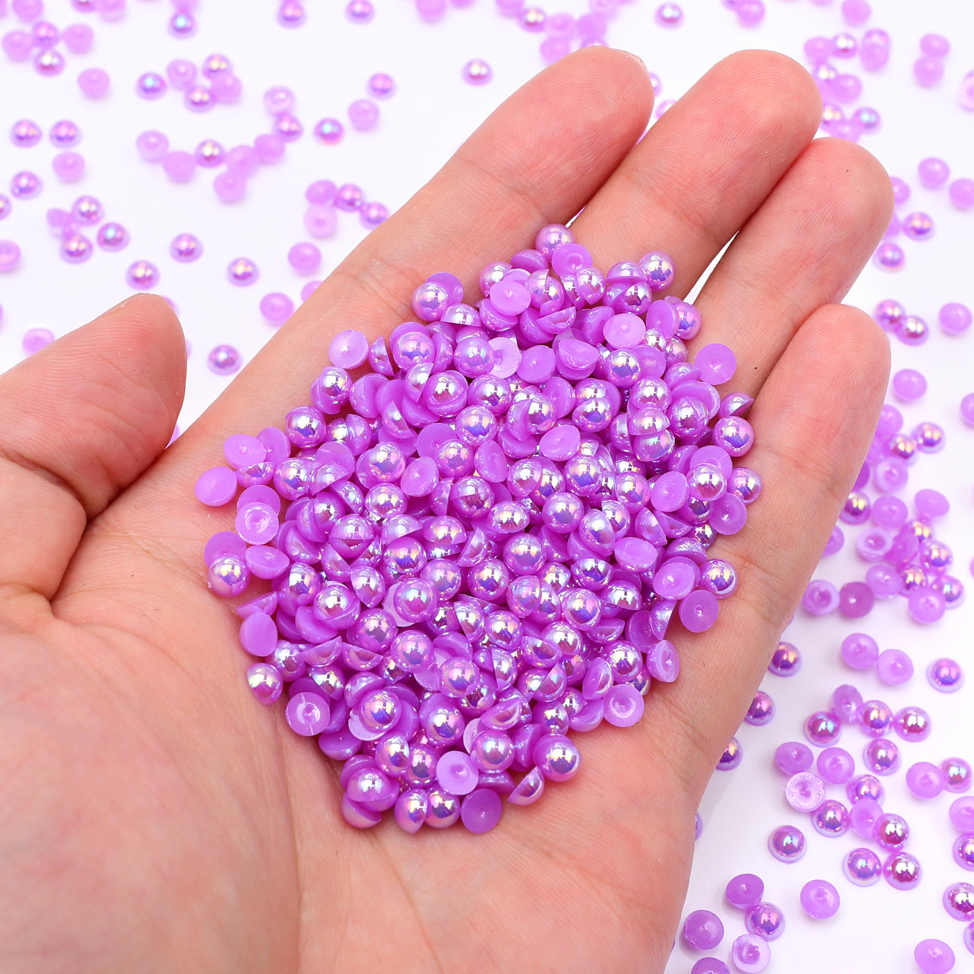 Violet AB Resin Flat Back Pearls Multi Sizes