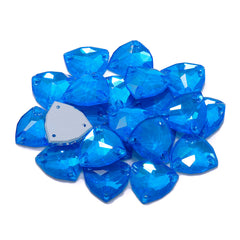 Electric Neon Blue Trilliant Shape High Quality Glass Sew-on Rhinestones