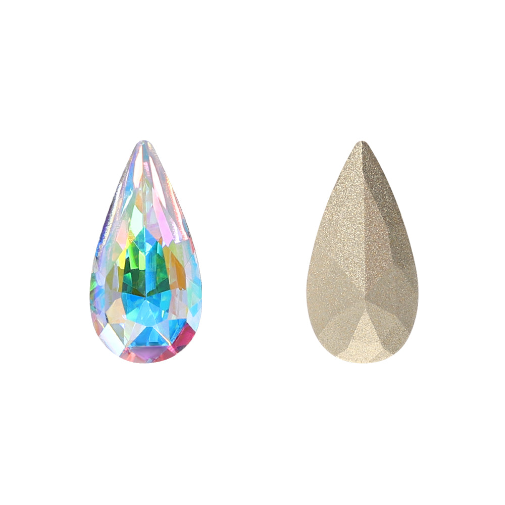 Crystal AB Teardrop Shape High Quality Glass Pointed Back Fancy Rhinestones