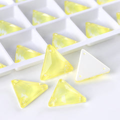 Electric Neon Light Topaz Triangle Shape High Quality Glass Sew-on Rhinestones