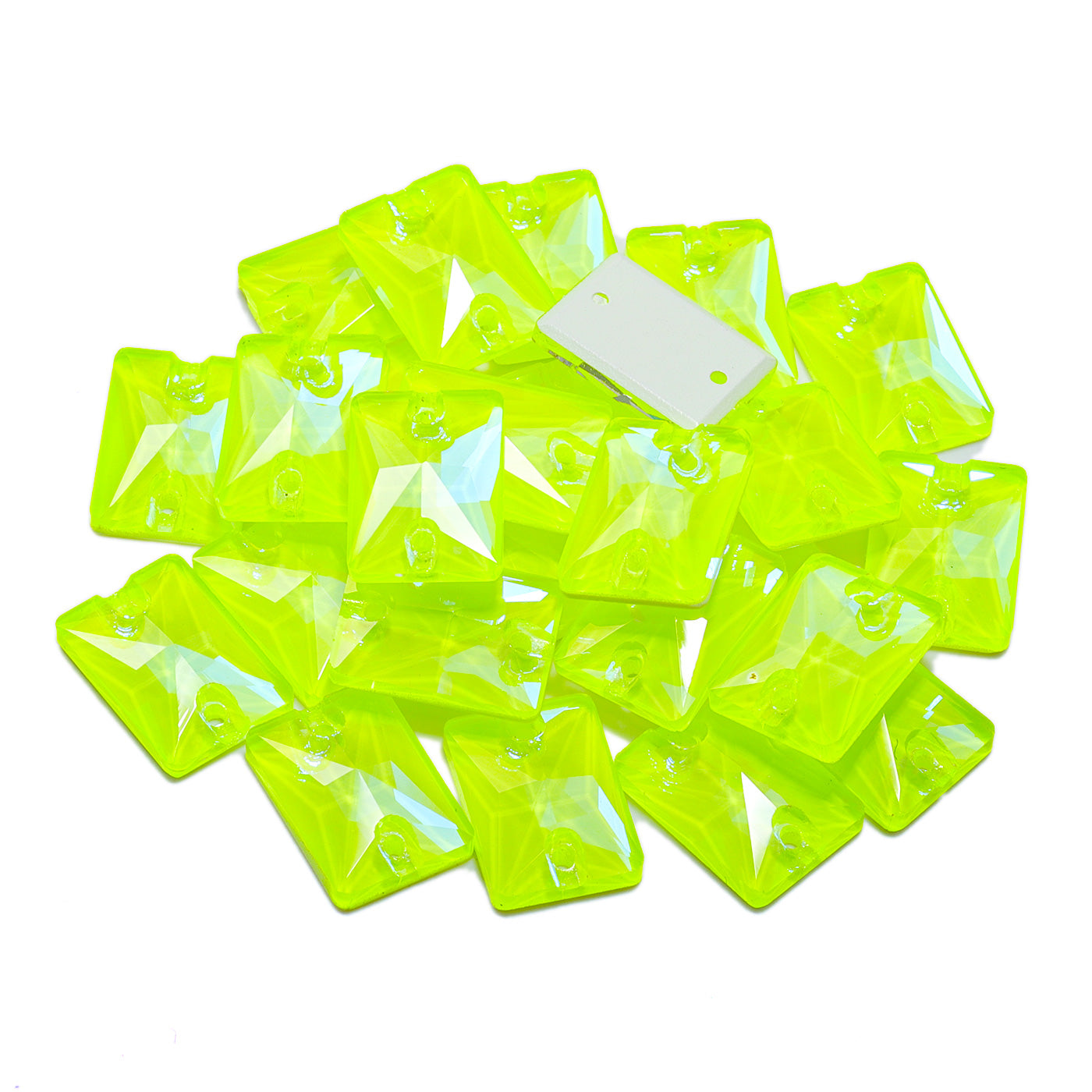Electric Neon Jonquil Rectangle Shape High Quality Glass Sew-on Rhinestones