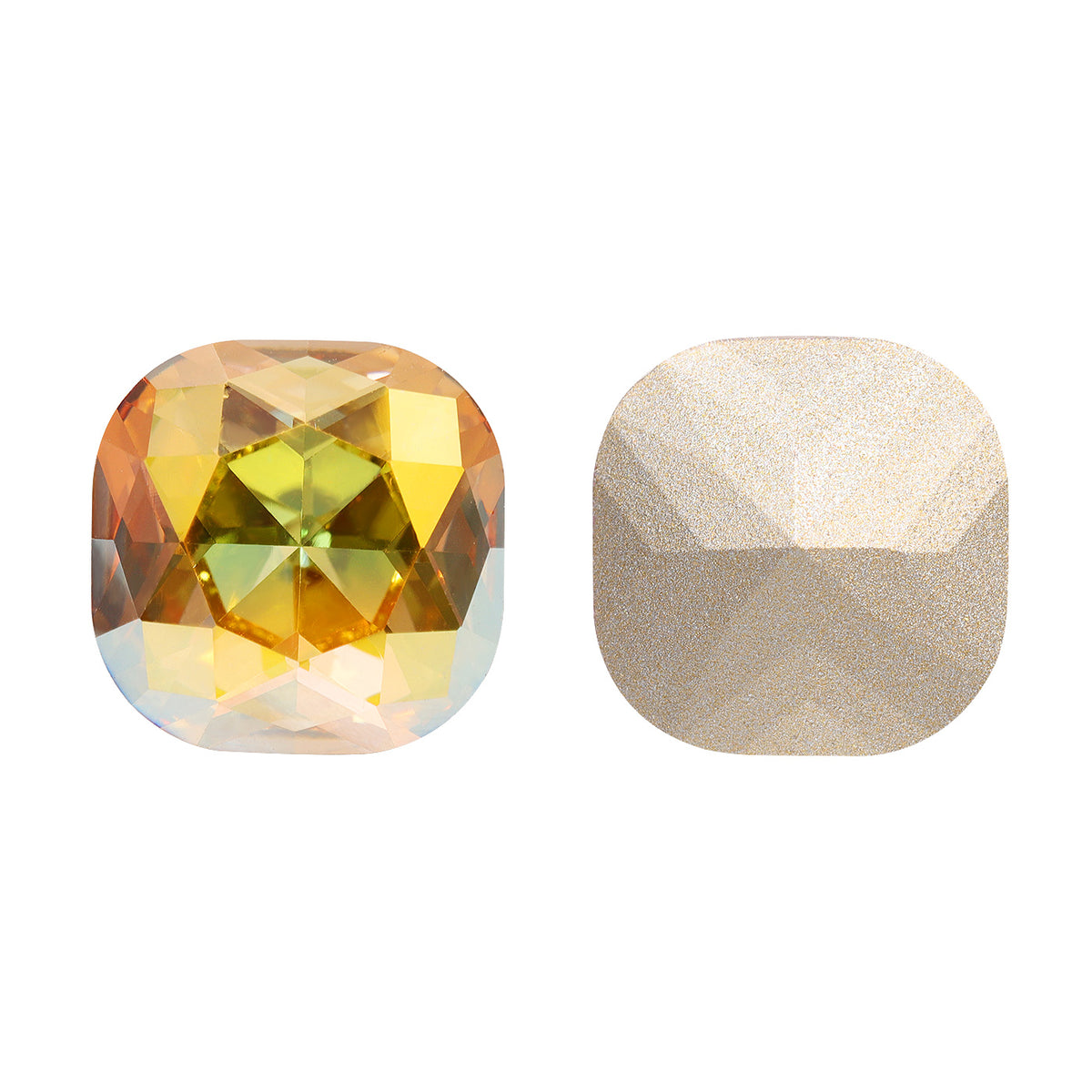 Metallic Sunshine Cushion Square Shape High Quality Glass Pointed Back Fancy Rhinestones