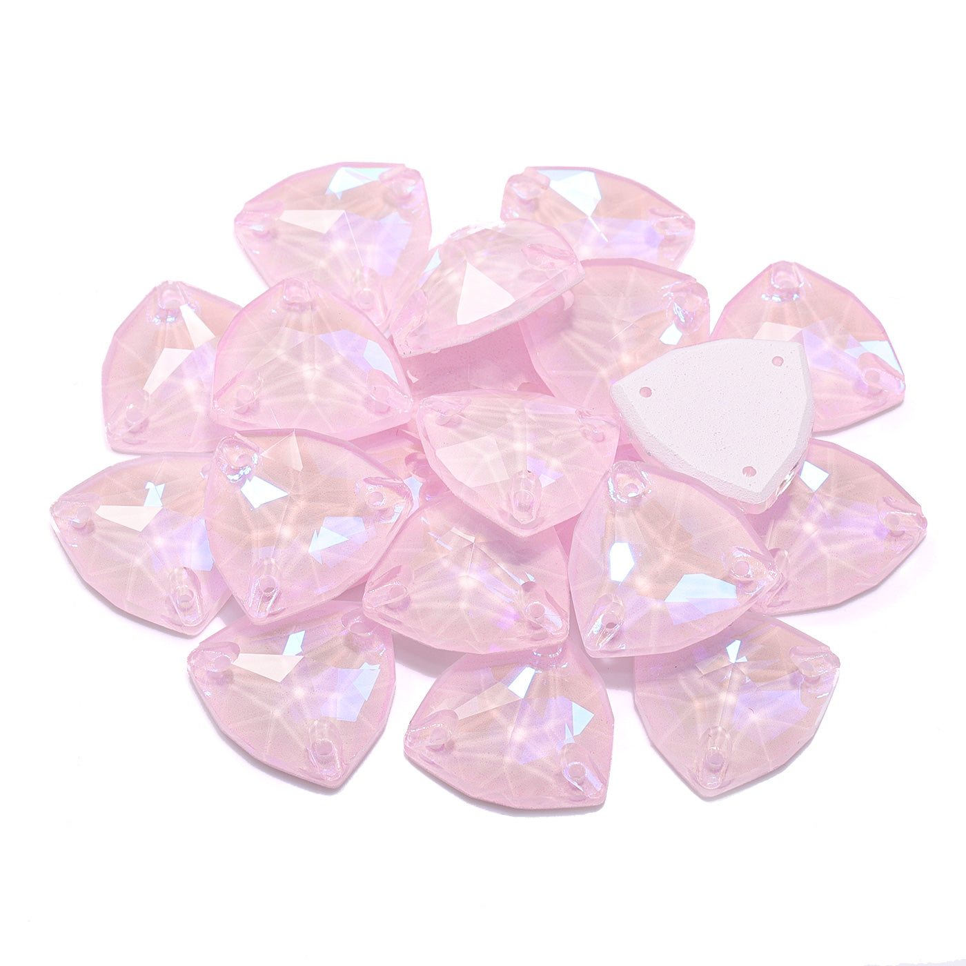 Electric Neon Light Rose Trilliant Shape High Quality Glass Sew-on Rhinestones