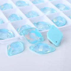 Aquamarine AM Lemon Shape High Quality Glass Sew-on Rhinestones