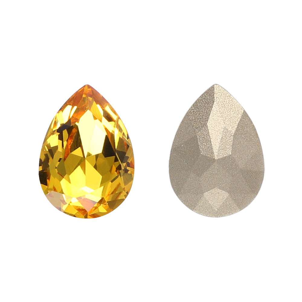 Light Topaz Pear Shape High Quality Glass Pointed Back Fancy Rhinestones