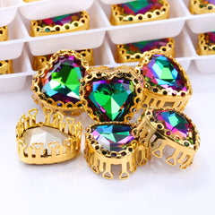 Volcano Maxi Heart Shape High-Quality Glass Sew-on Nest Hollow Claw Rhinestones