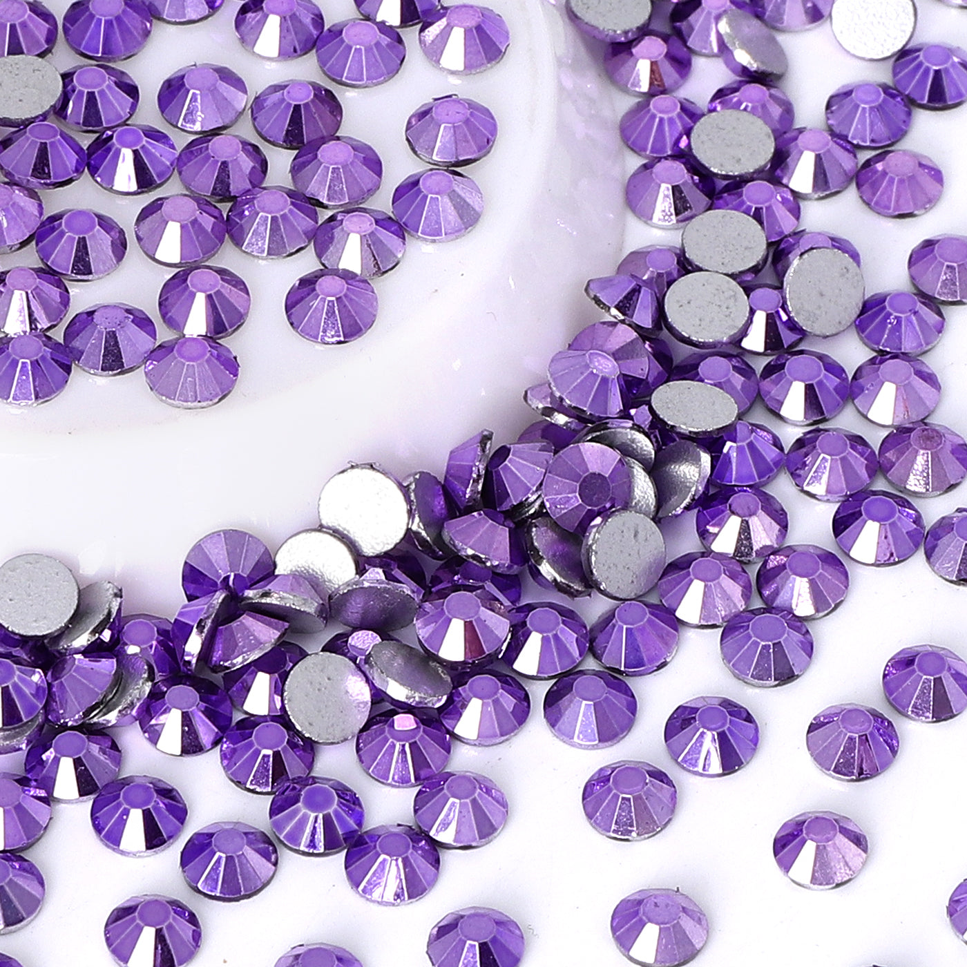 Metallic Light Violet Glass Flatback Rhinestones Silver Back