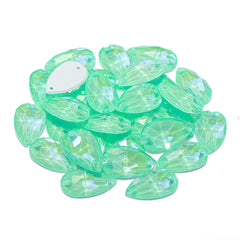 Electric Neon Greenwrap Drop Shape High Quality Glass Sew-on Rhinestones